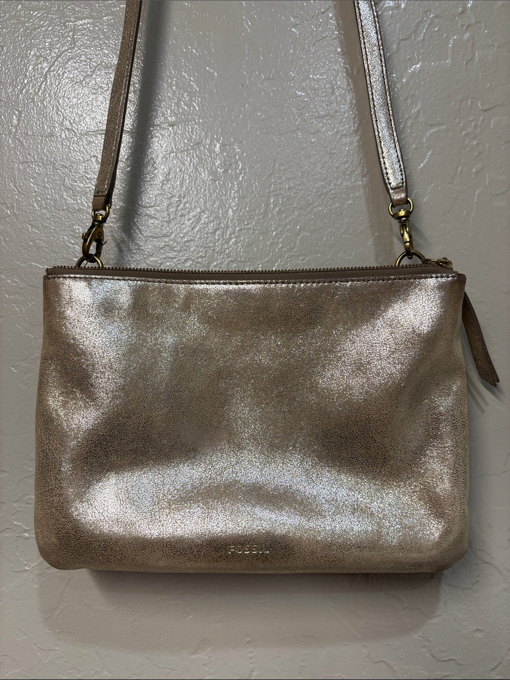 Fossil Metallic Gold Crossbody Bag